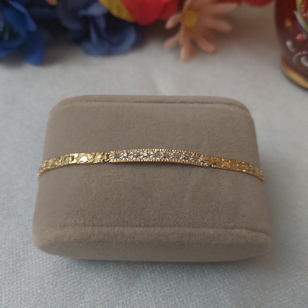 10k Yellow Gold Nugget And Diamond Bracelet